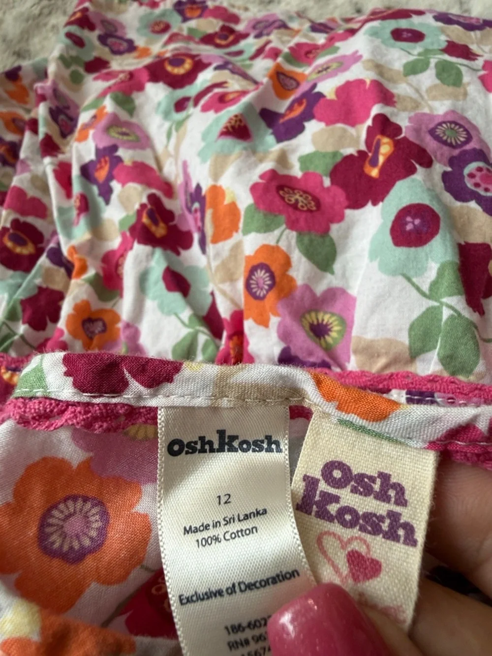 OshKosh B'Gosh long sleeve floral top girls size 12 garden party girlhoodcore